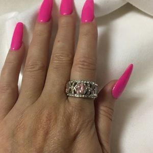 Pink 3 stone ring, size 6.5